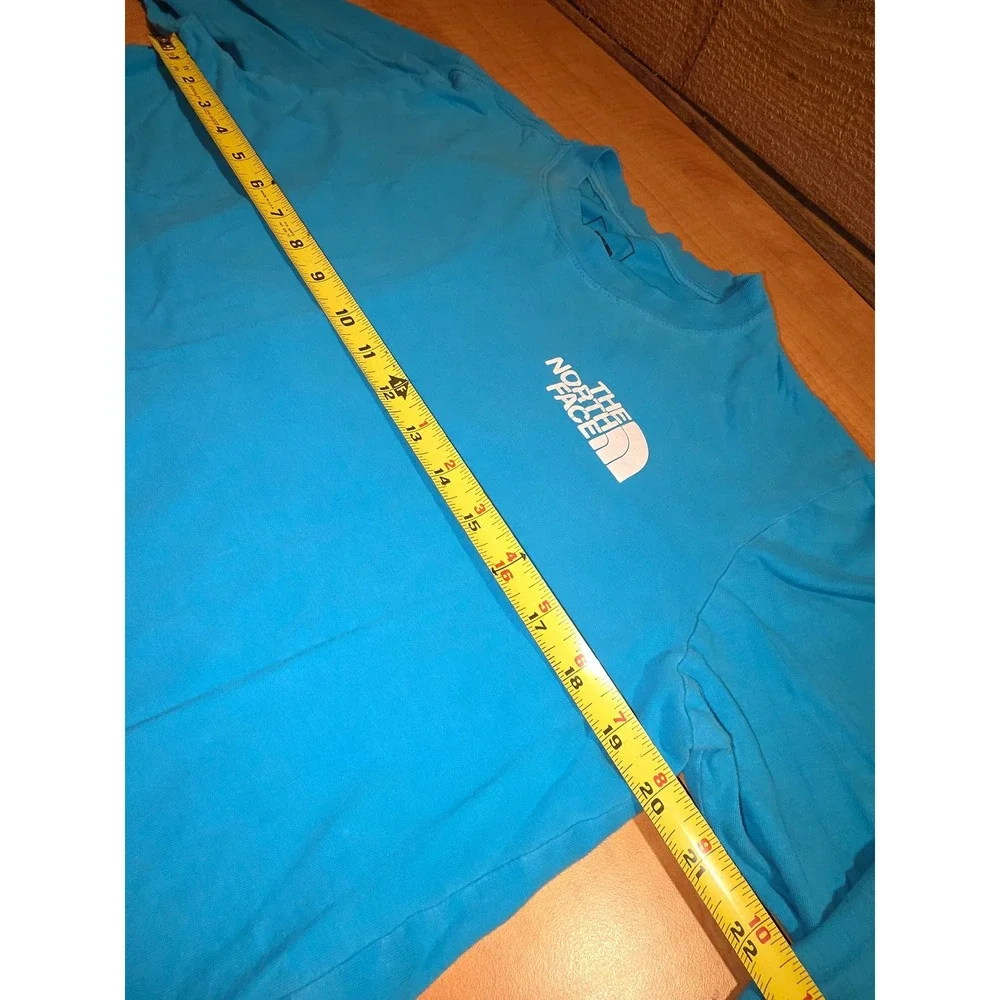 The North Face Mens Blue Long Sleeve Box Logo Graphic Tee Shirt Never Stop Small